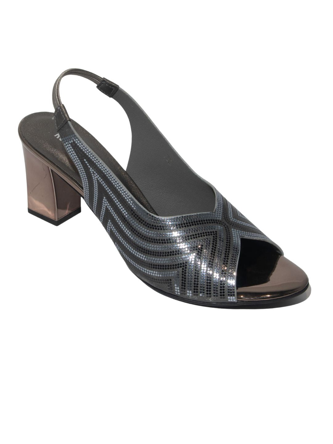 Silver Block Heel Sandals