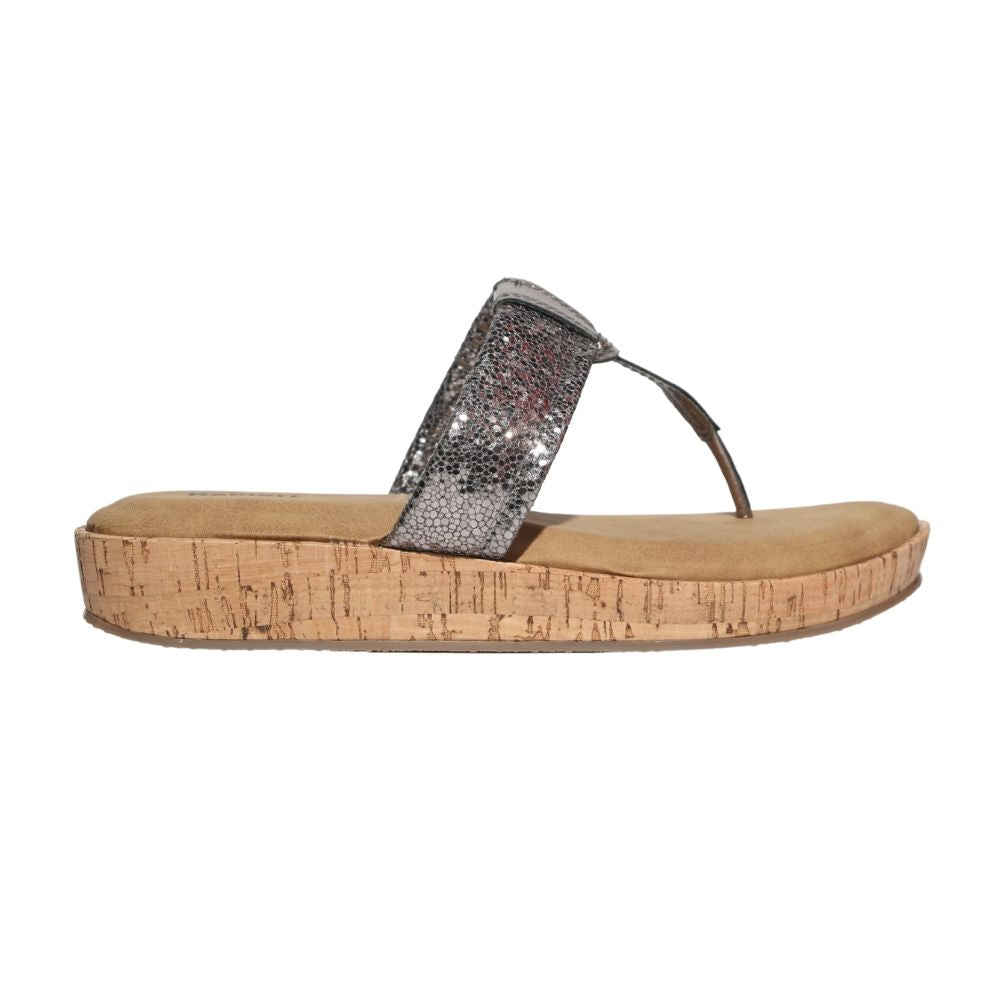Silver T-Strap Flatform Heel