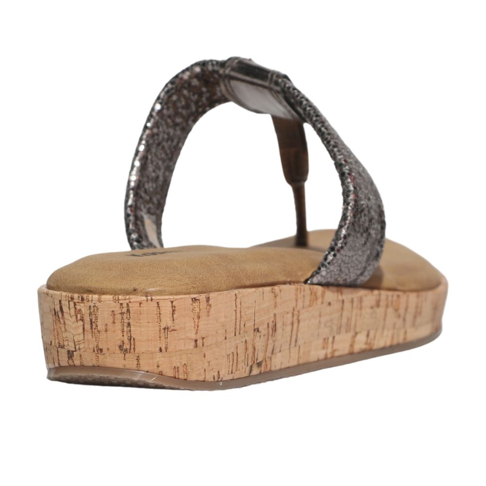 Silver T-Strap Flatform Heel