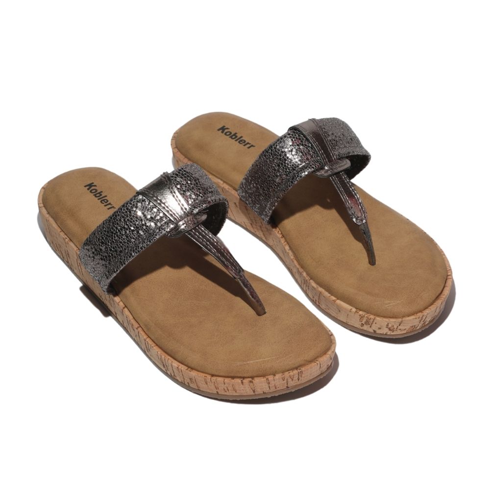 Silver T-Strap Flatform Heel