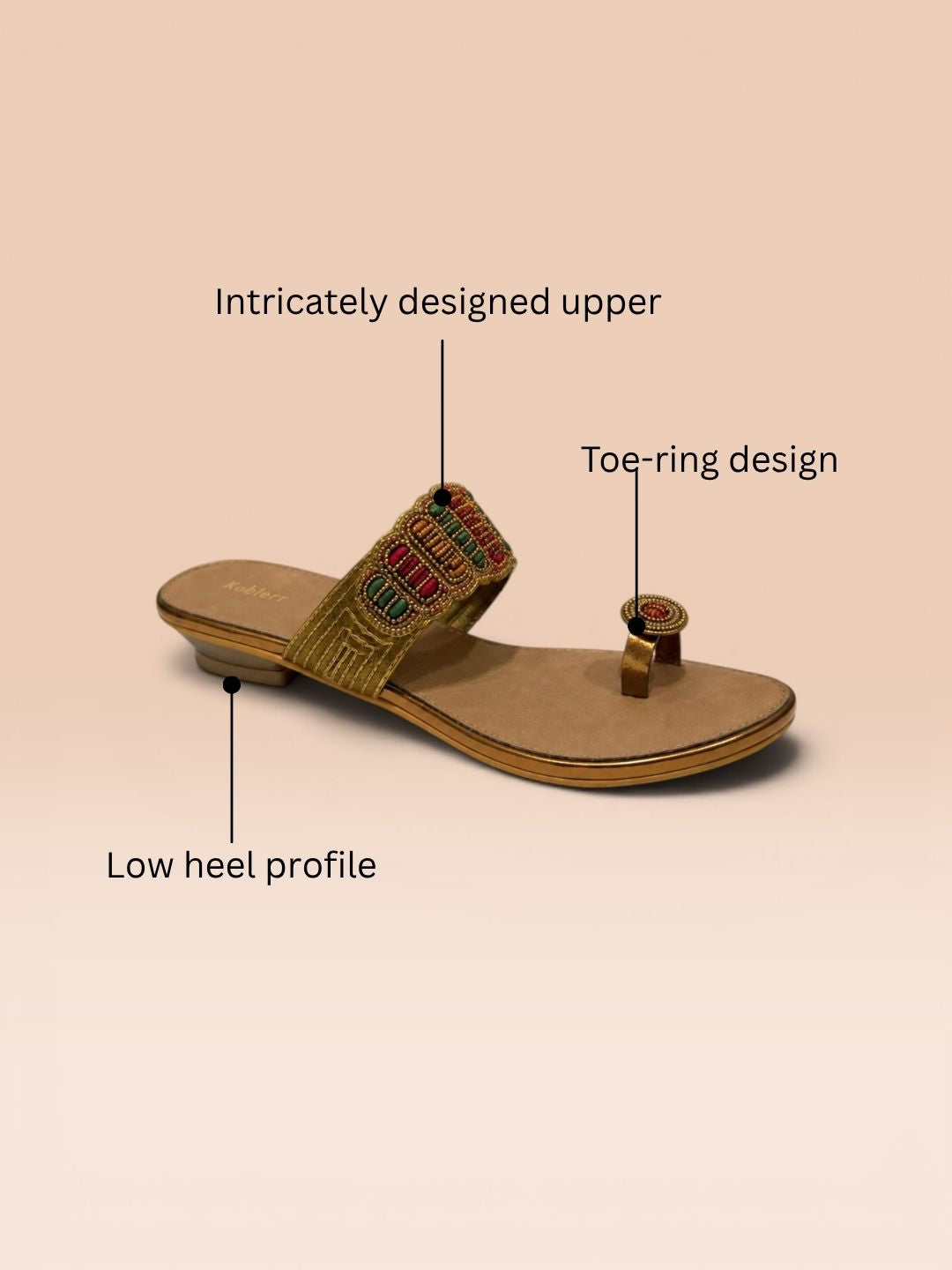 Tan Ethnic Toe-ring heels