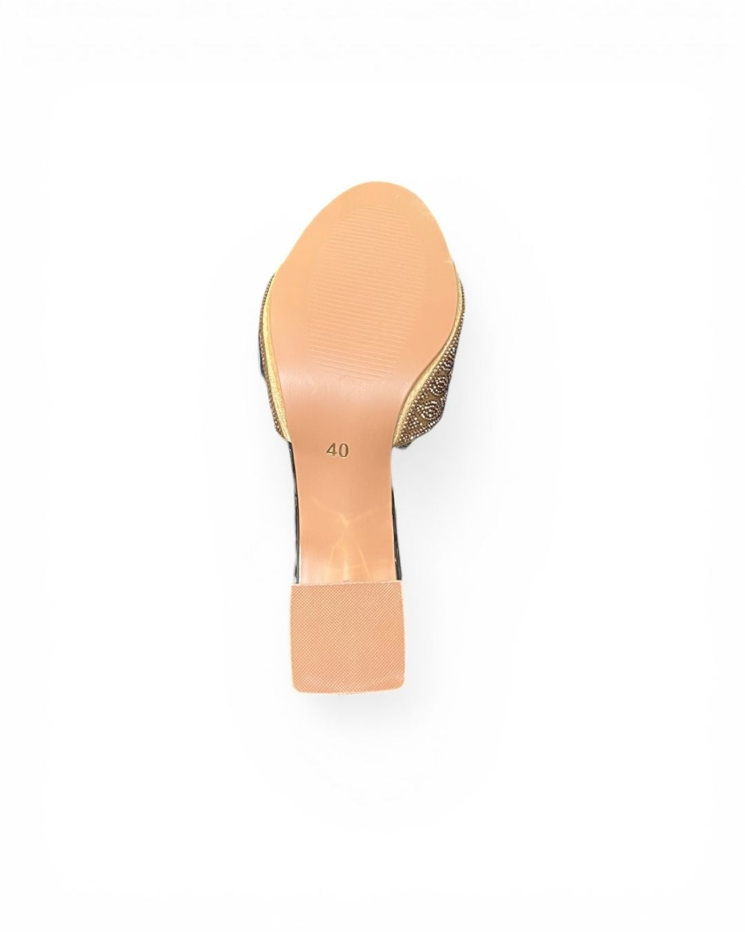 Gold Embellished Block Heels