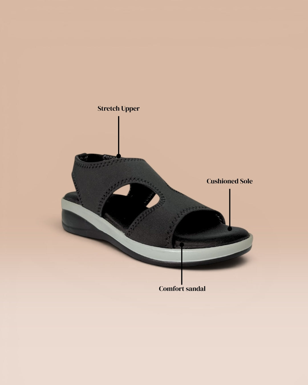 Women Black Comfort Sandals