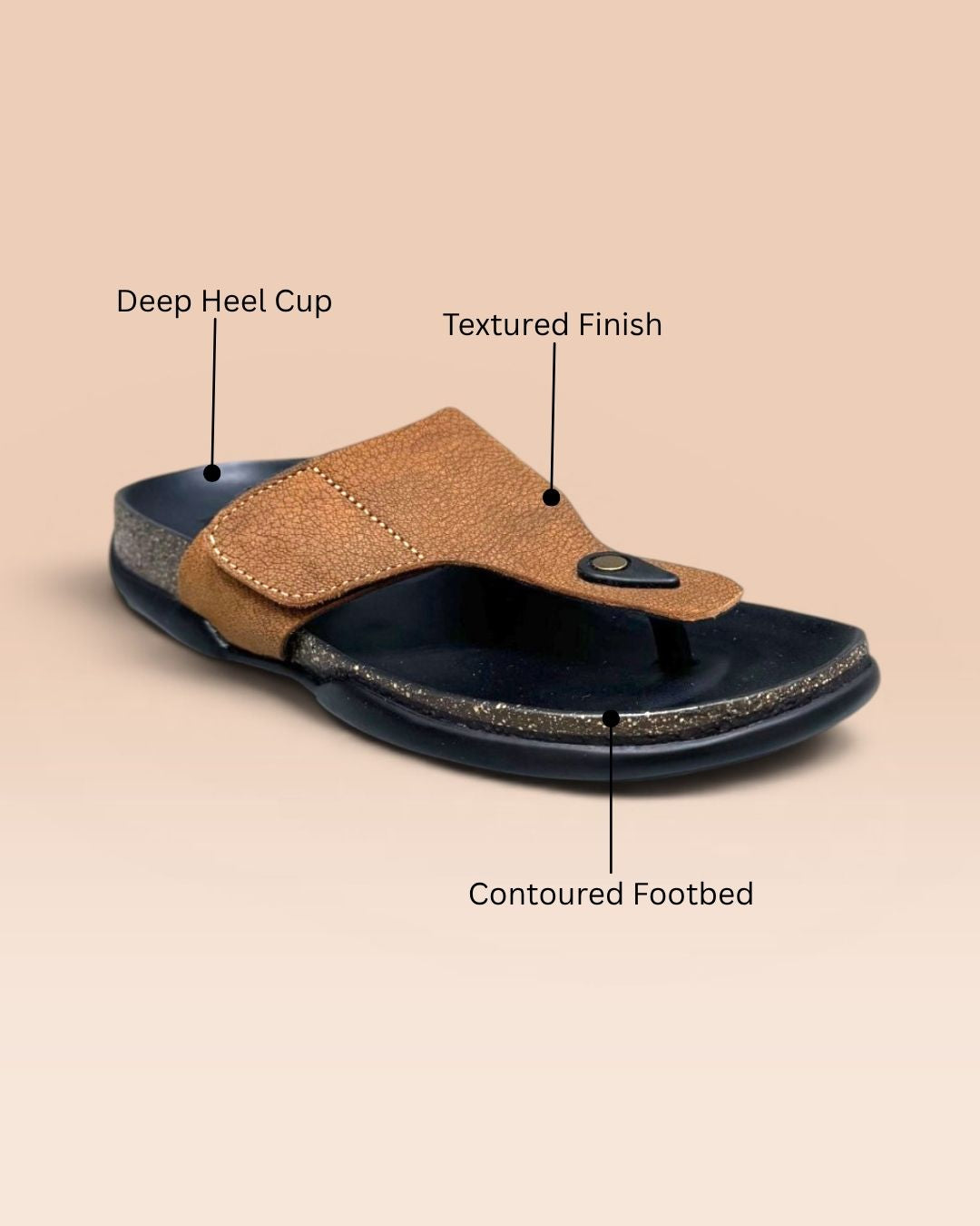 Tan T-strap comfort Sandals