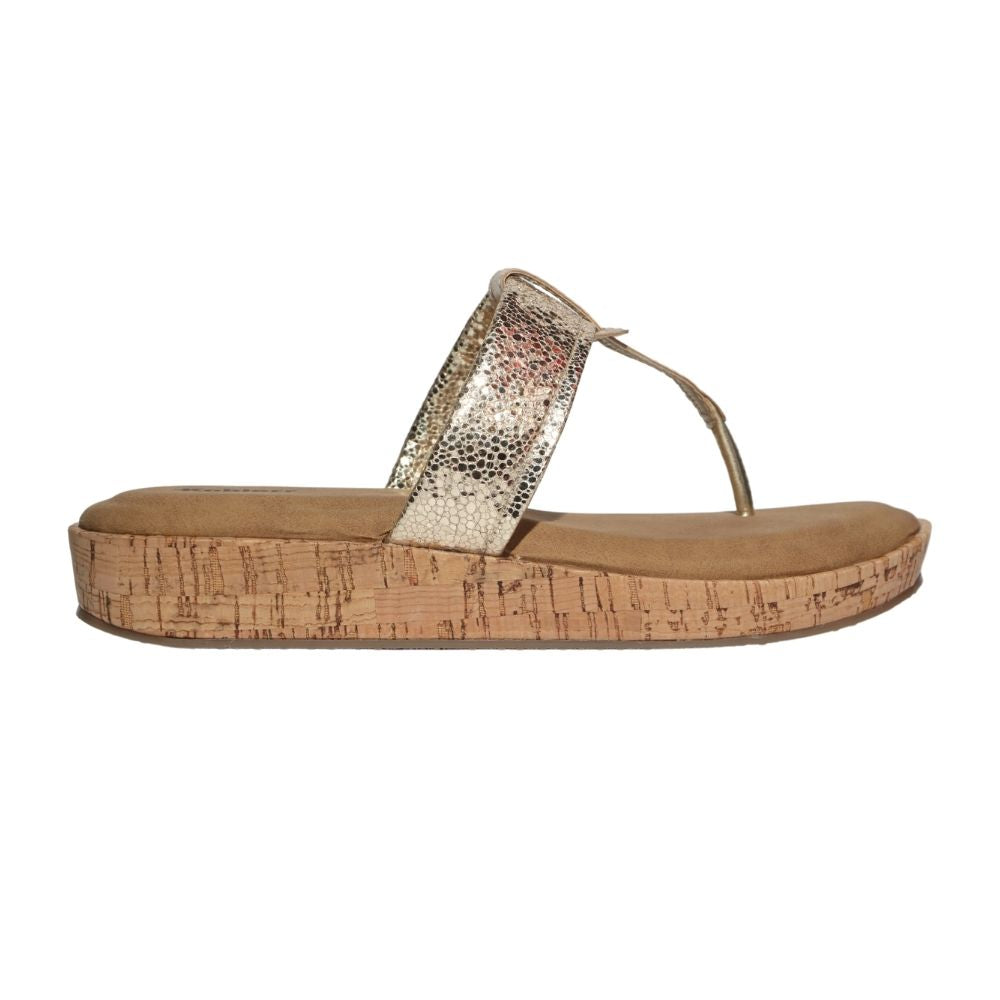 Gold T-Strap Flatform Heel