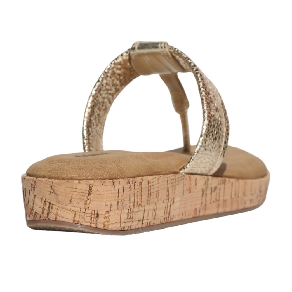 Gold T-Strap Flatform Heel