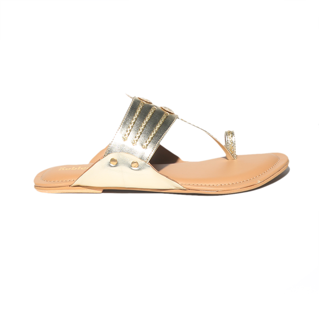 Gold Slip-On Kolhapuri