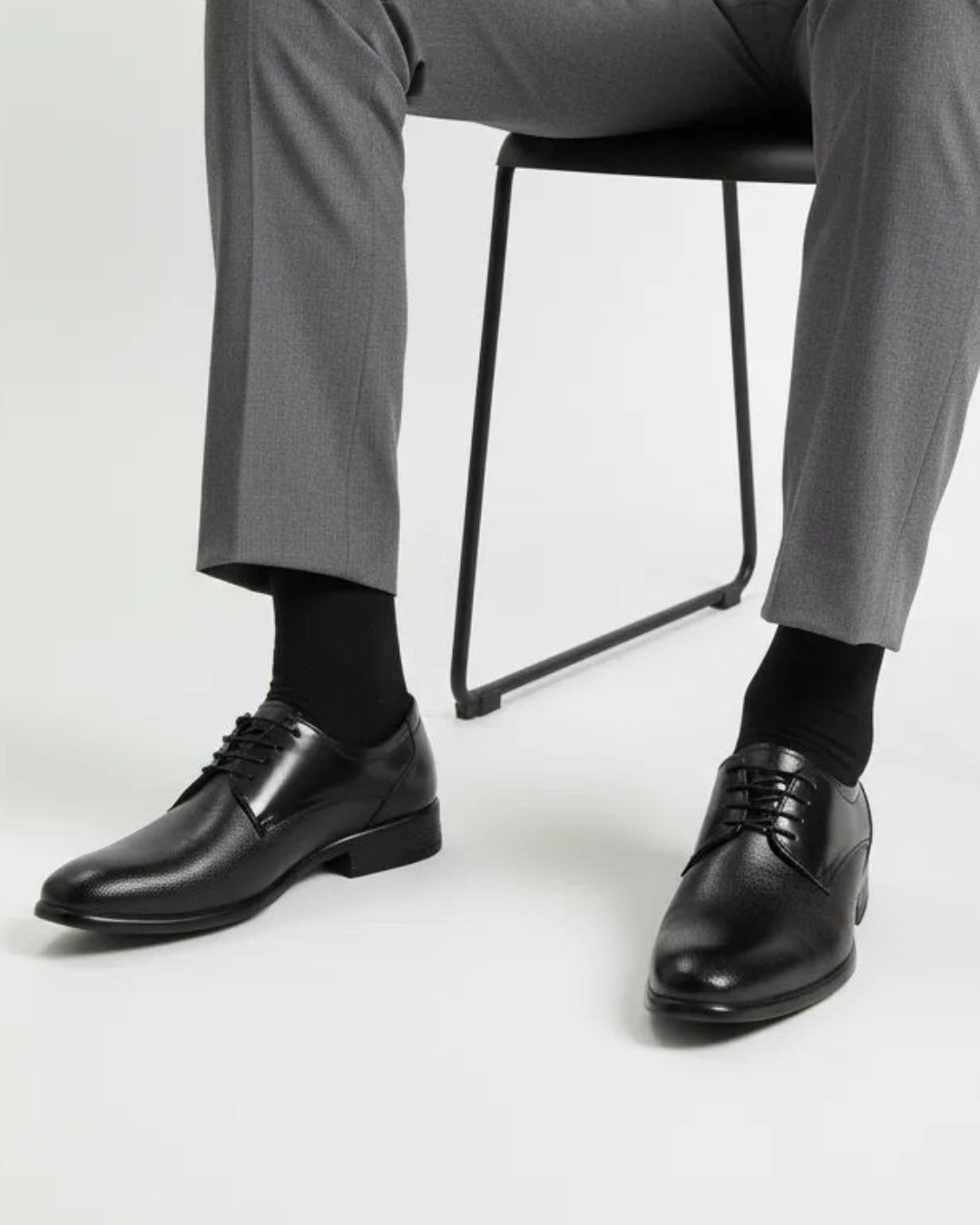 Black Textured Leather Formal Shoe