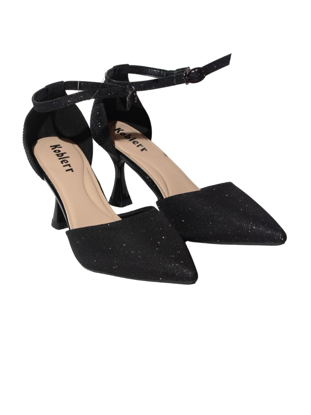 Black Bead Embellished Party Heels