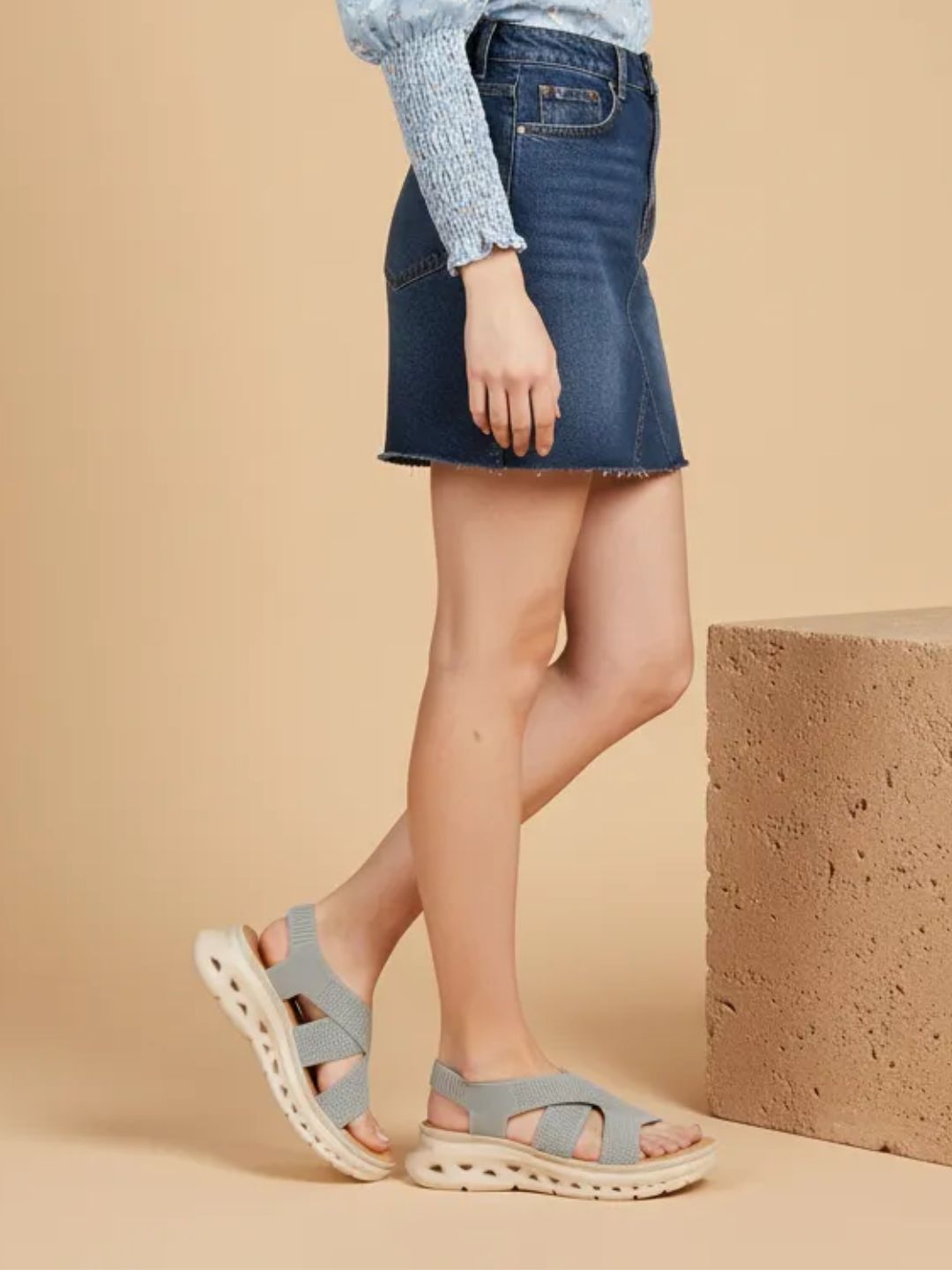 Grey Cross Strap Comfy Sandals