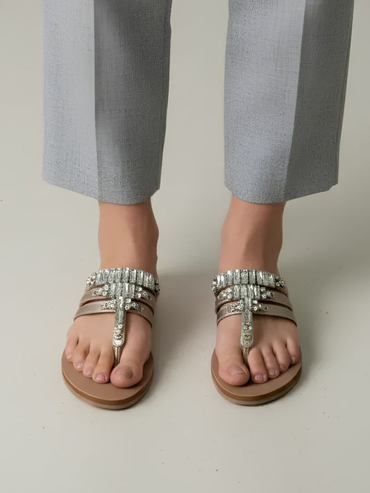 Gold T-Strap Flats
