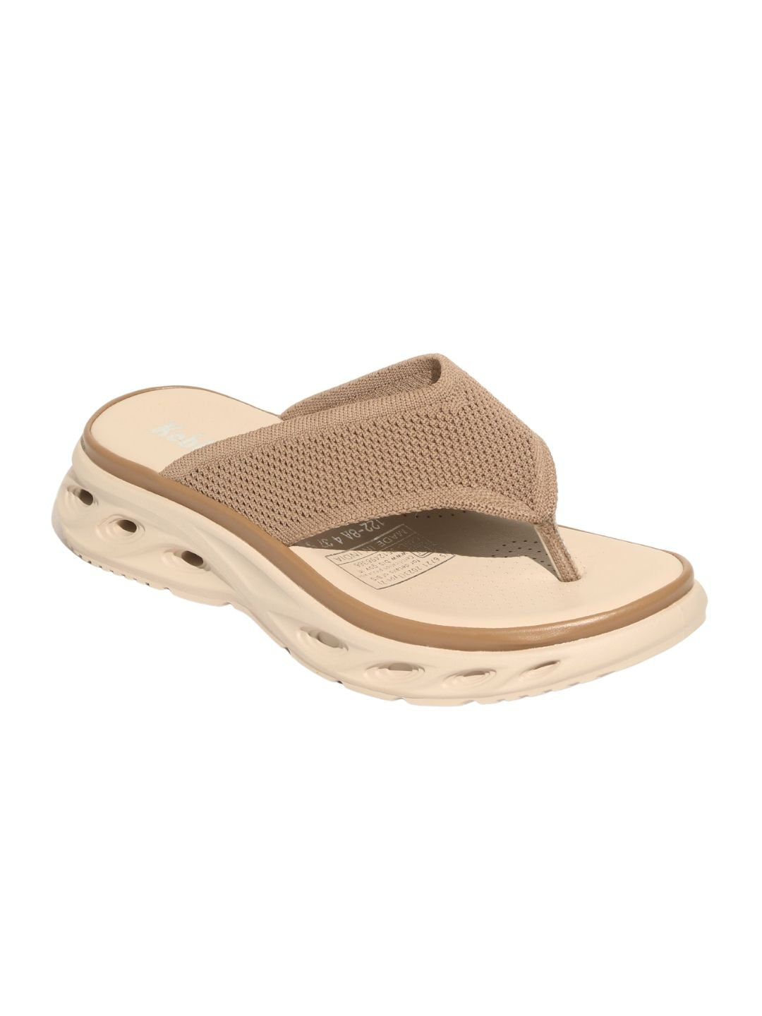 beige Thong Textured Sandals
