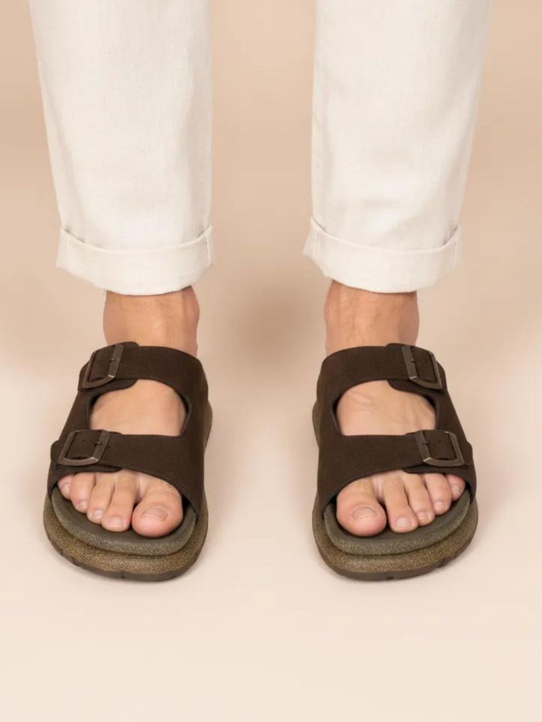 Brown Slip-On Comfort Sandals