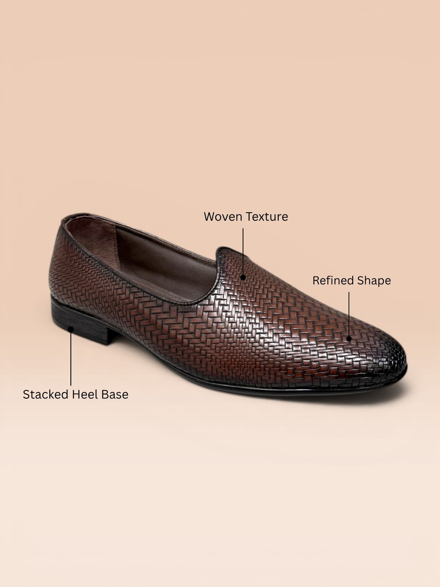 Brown Textured Slip-On Shoes