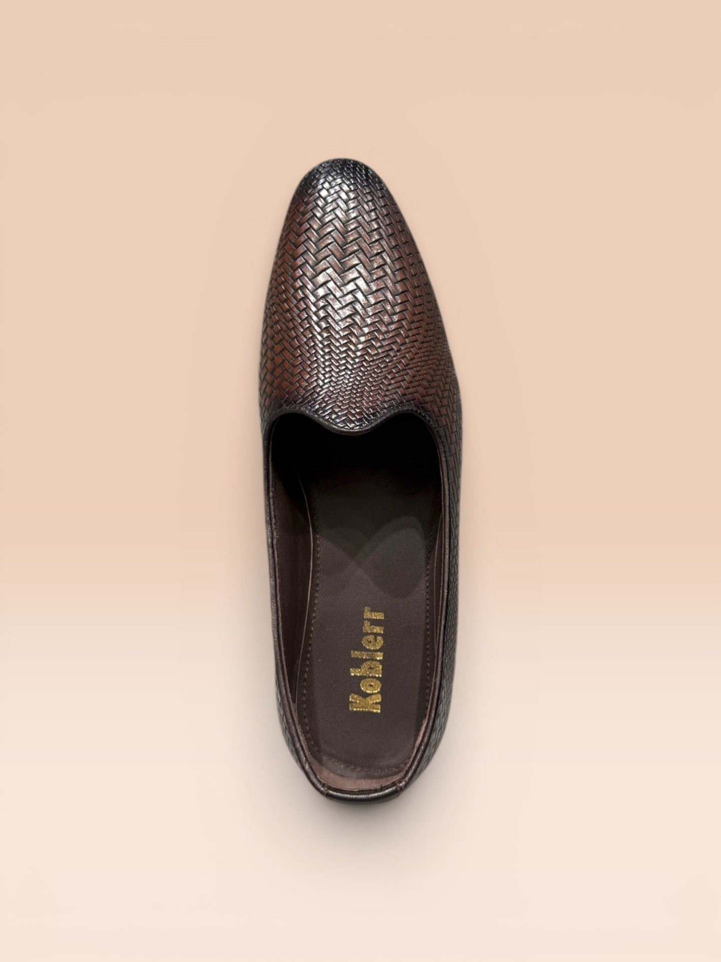 Brown Textured Slip-On Shoes