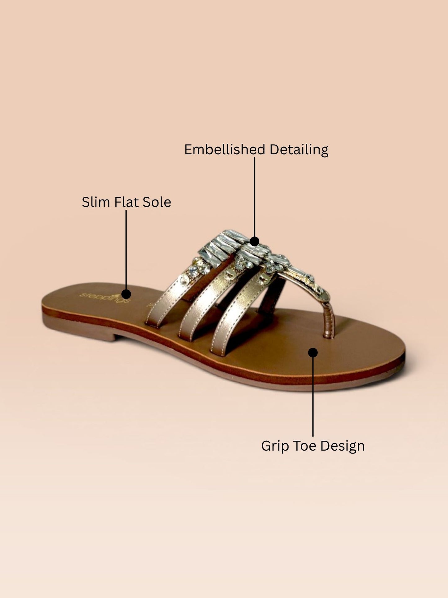 Gold T-Strap Flats