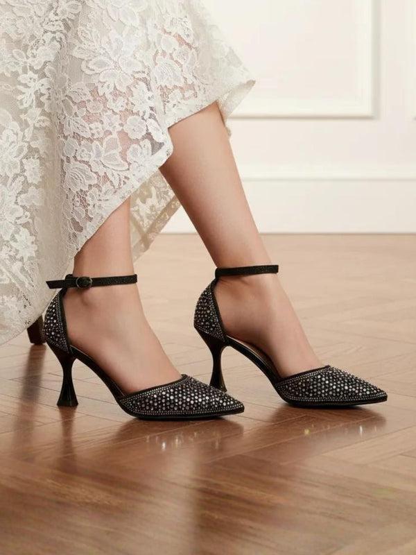 Black Embellished Party Heels