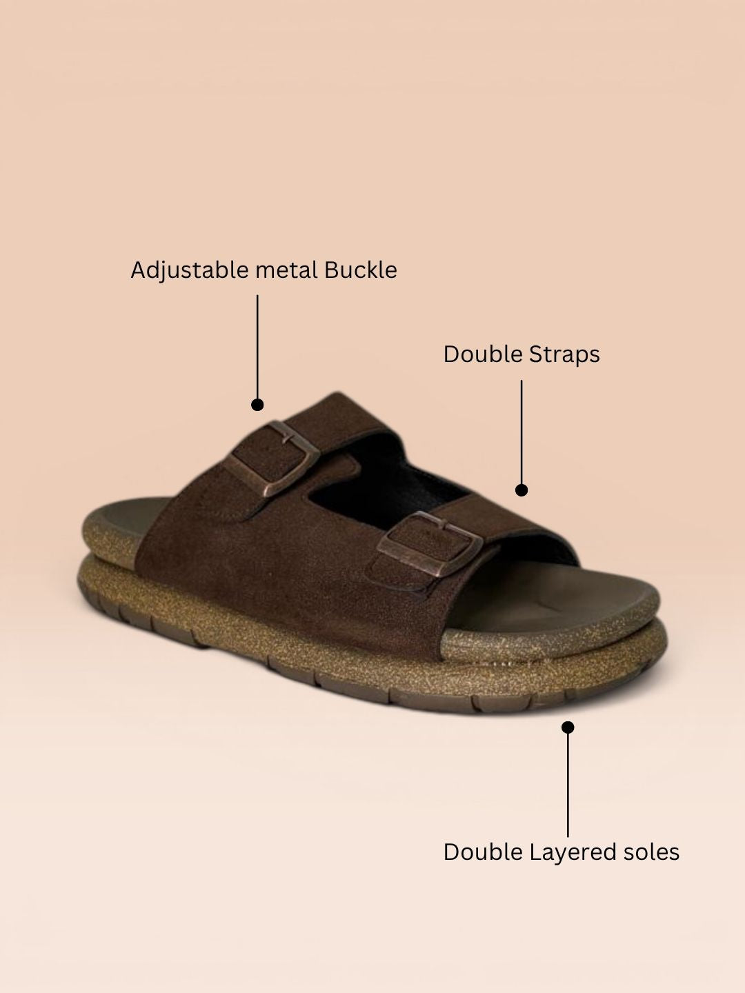 Brown Slip-On Comfort Sandals