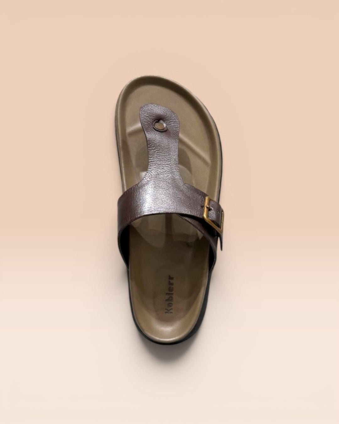 Brown T-strap Leather Sandals