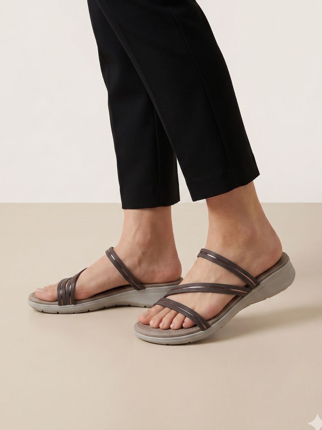 Grey Strappy Casual Sandals