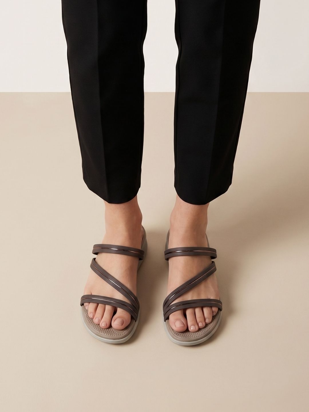Grey Strappy Casual Sandals