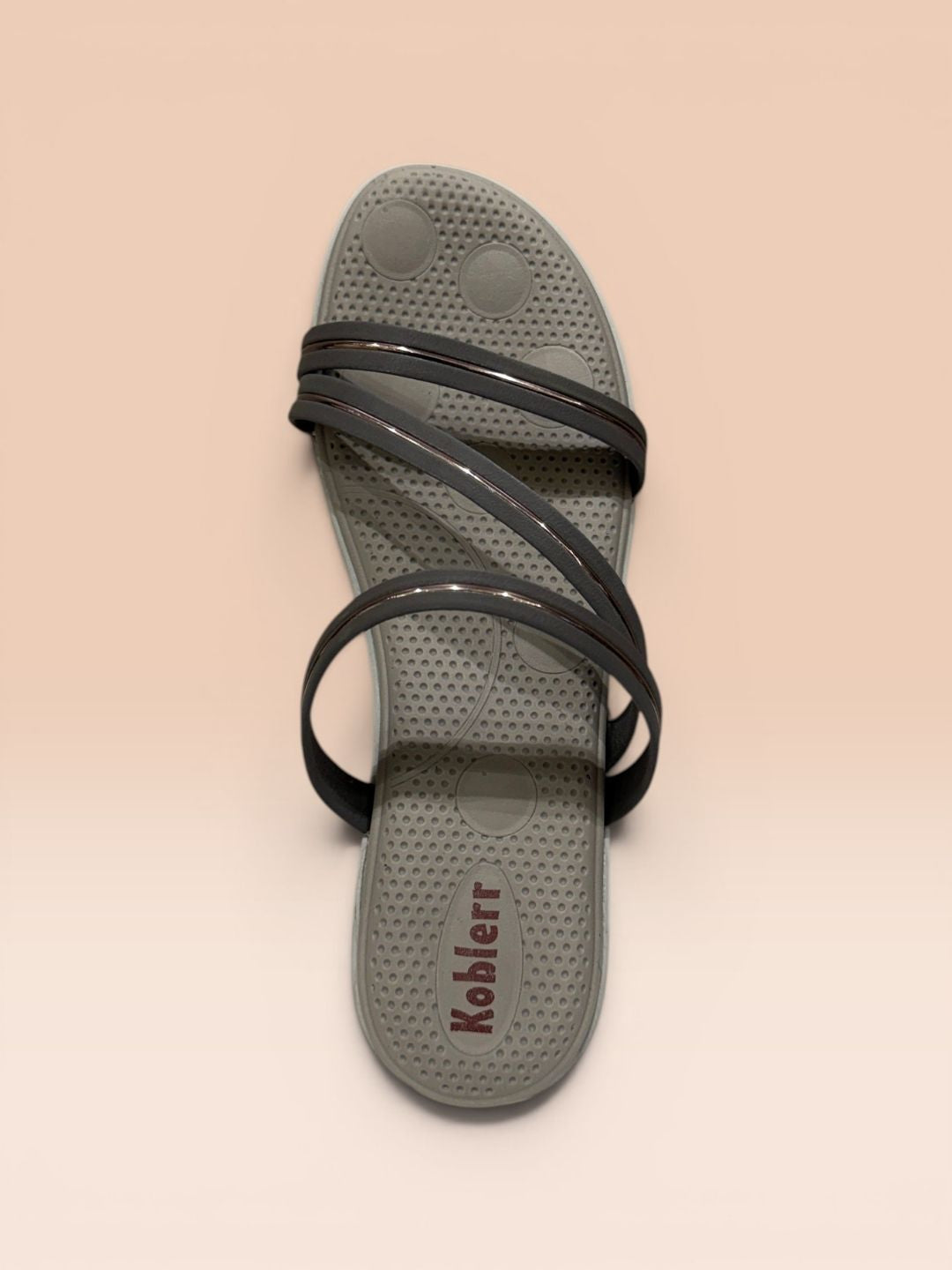 Grey Strappy Casual Sandals