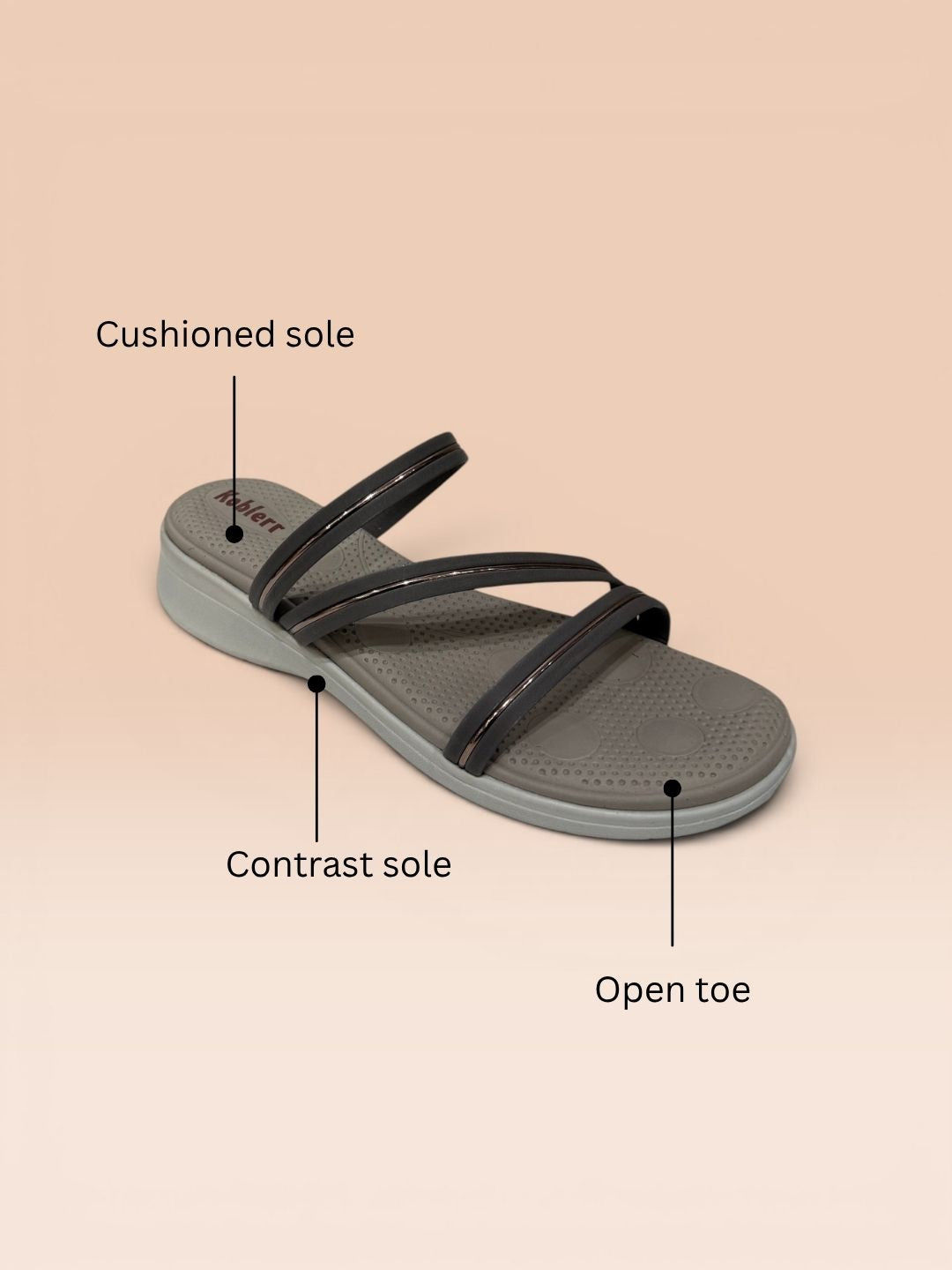 Grey Strappy Casual Sandals