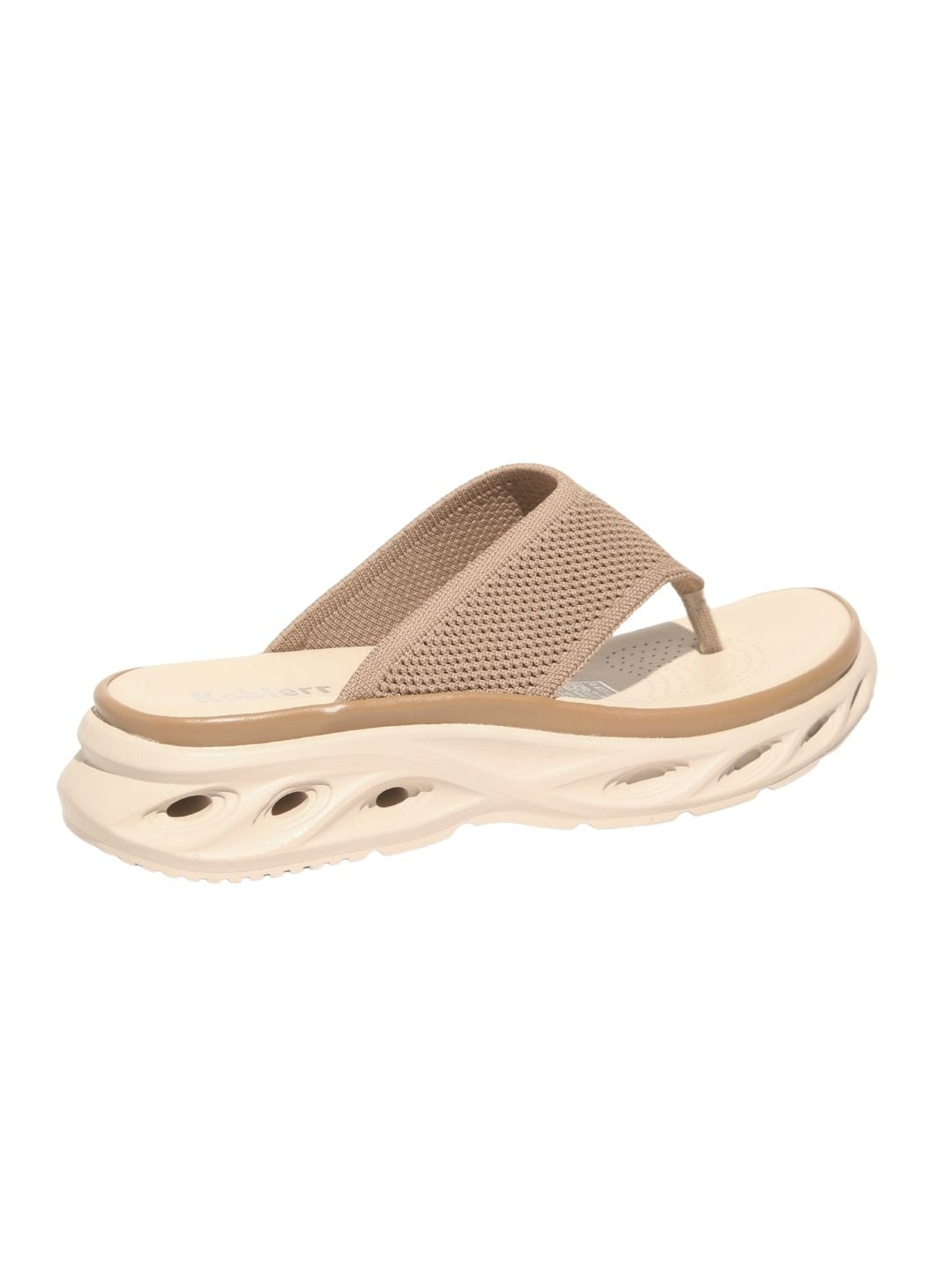 beige Thong Textured Sandals