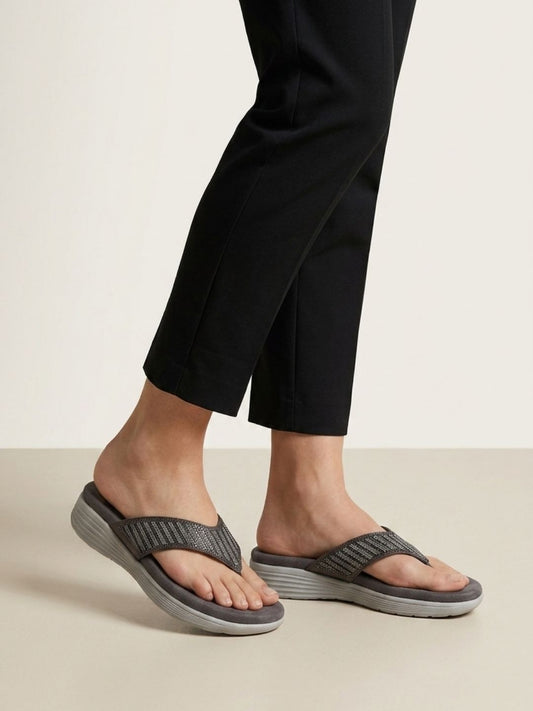 Grey Casual Slip-On Ethnic Sandals