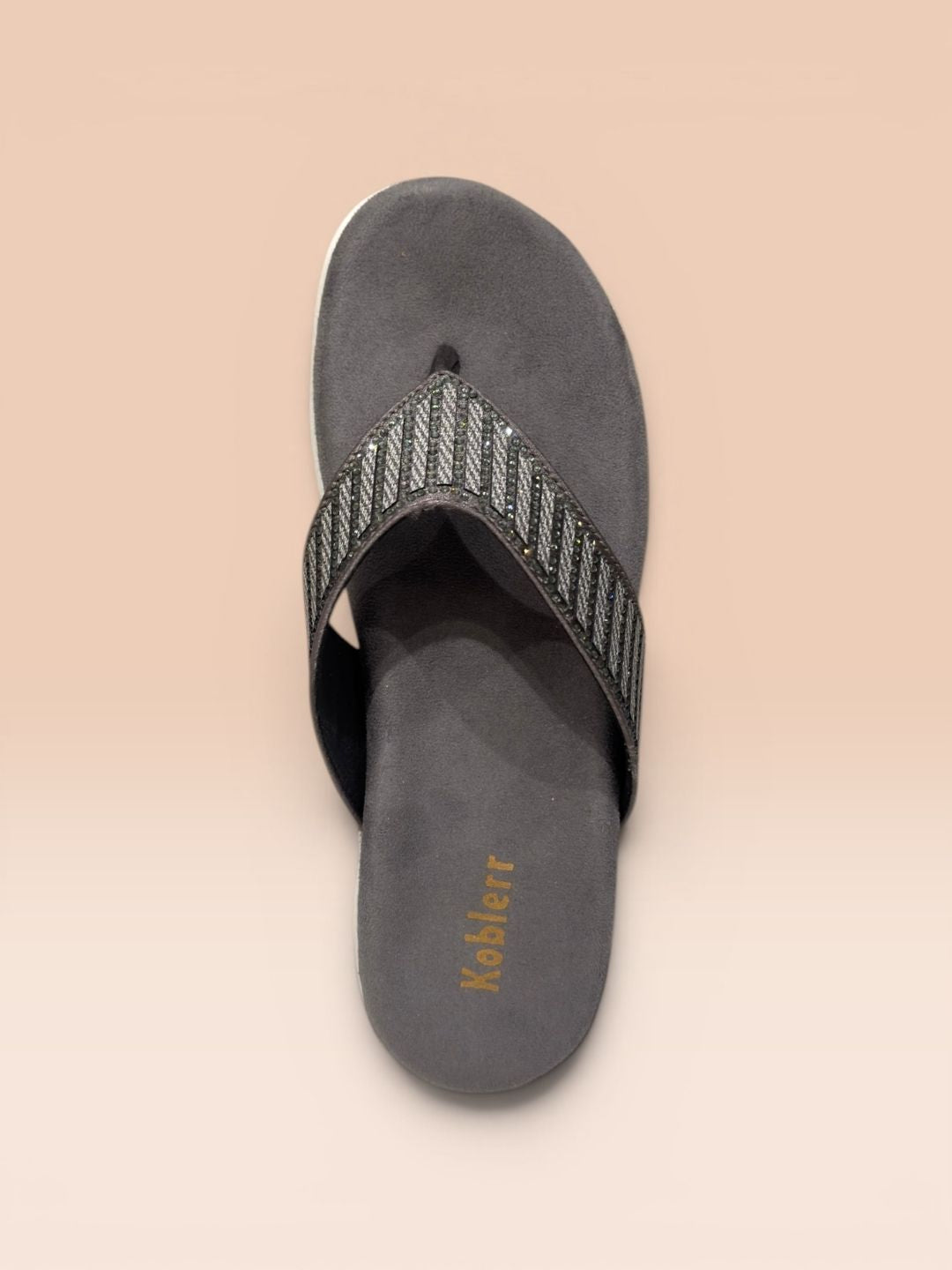 Grey Casual Slip-On Ethnic Sandals