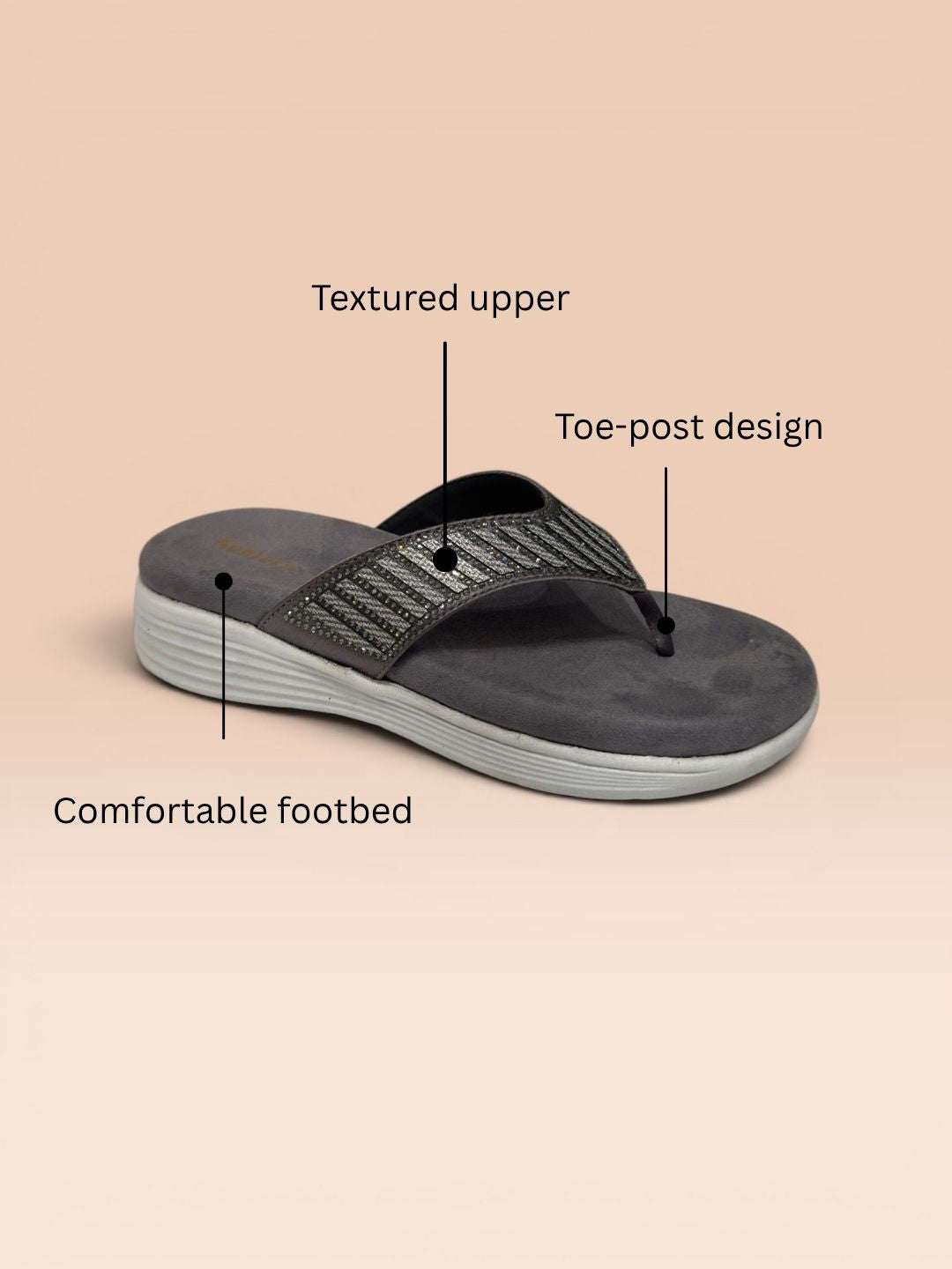 Grey Casual Slip-On Ethnic Sandals