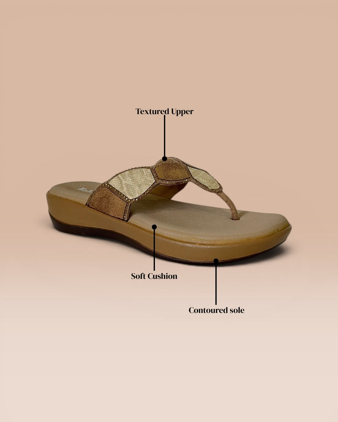 Women Chikoo Comfort T-Strap Sandals