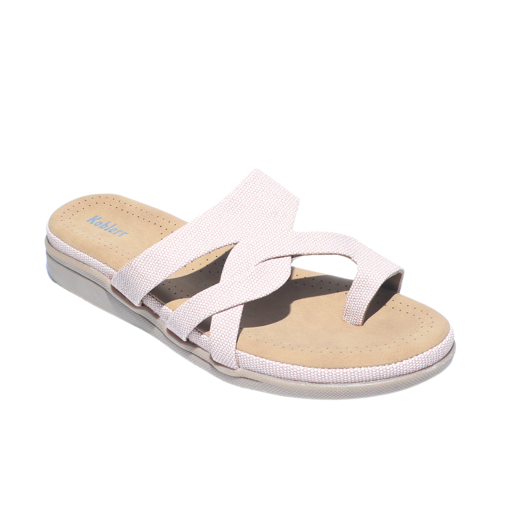 Peach Cross Strap Slides