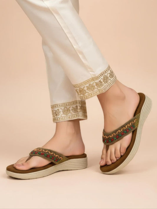 Tan Ethnic Dailywear Sandals