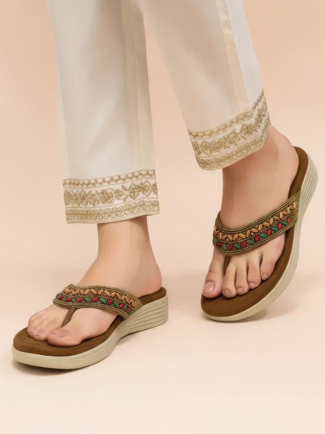 Tan Ethnic Dailywear Sandals