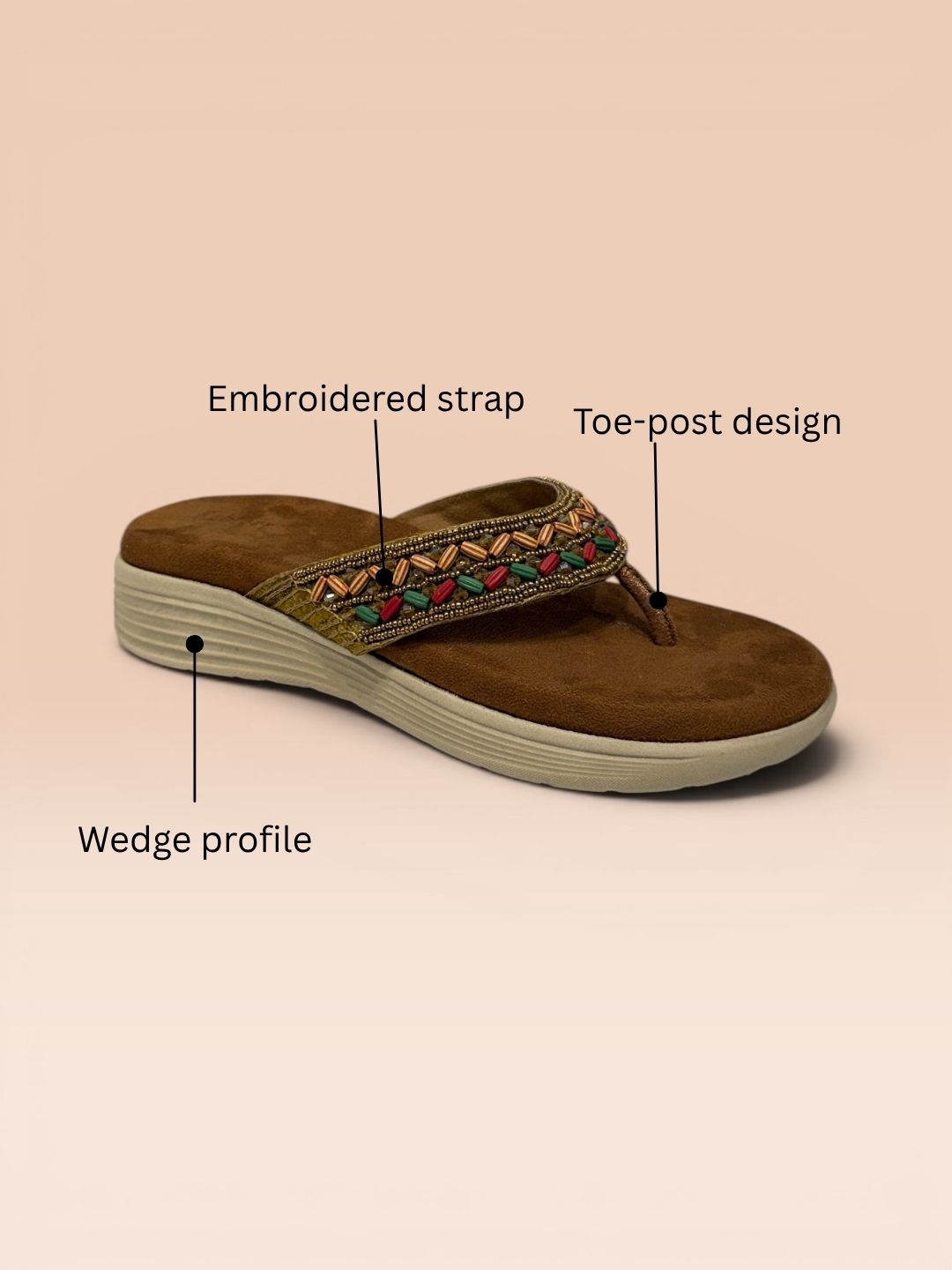 Tan Ethnic Dailywear Sandals
