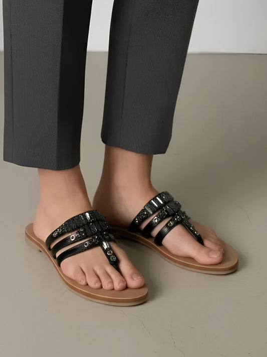 Black T-Strap Flats