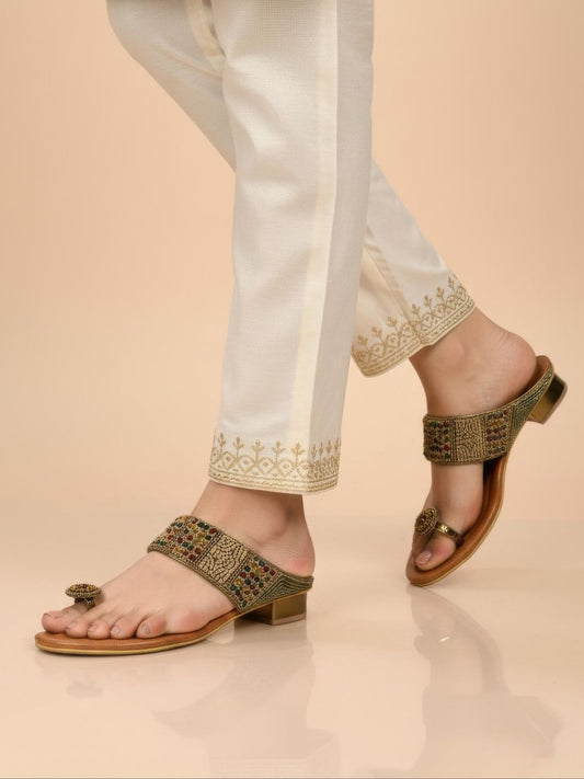 Tan Ethnic Toe-ring Sandals