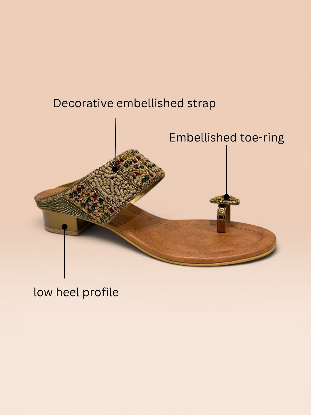 Tan Ethnic Toe-ring Sandals