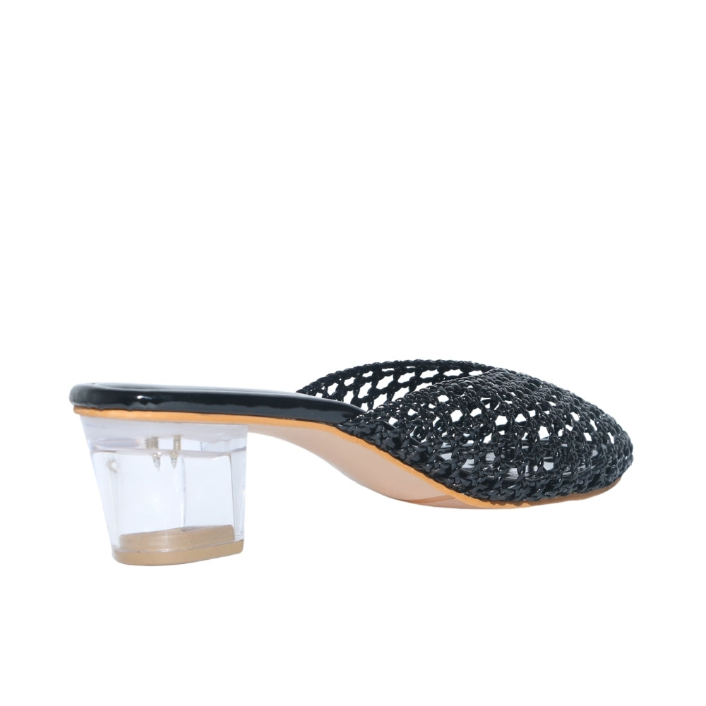 Black Net Ballerina Heels