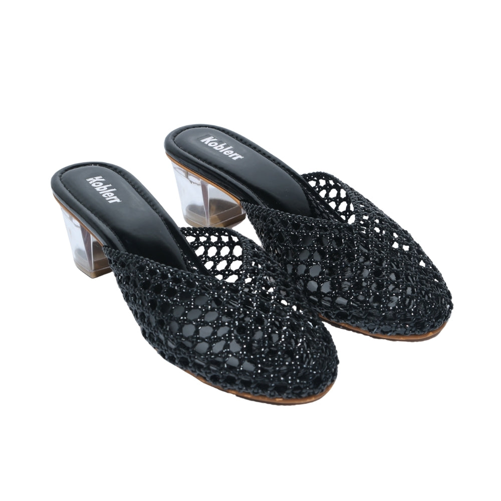 Black Net Ballerina Heels