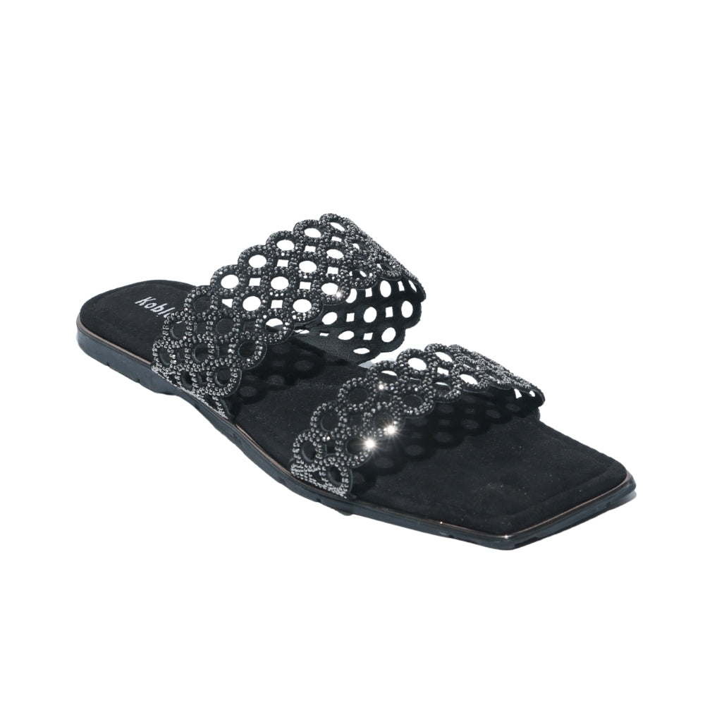 Black Slip-On Flat Sandals
