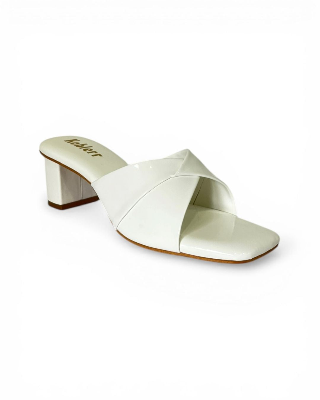 White Slip-On Block Heels