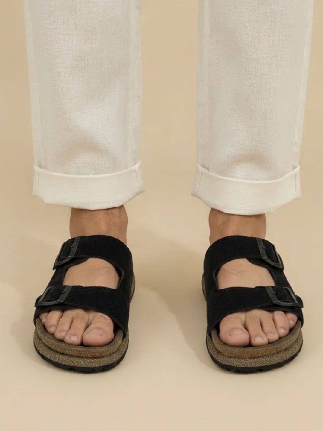 Black Slip-On Comfort Sandals