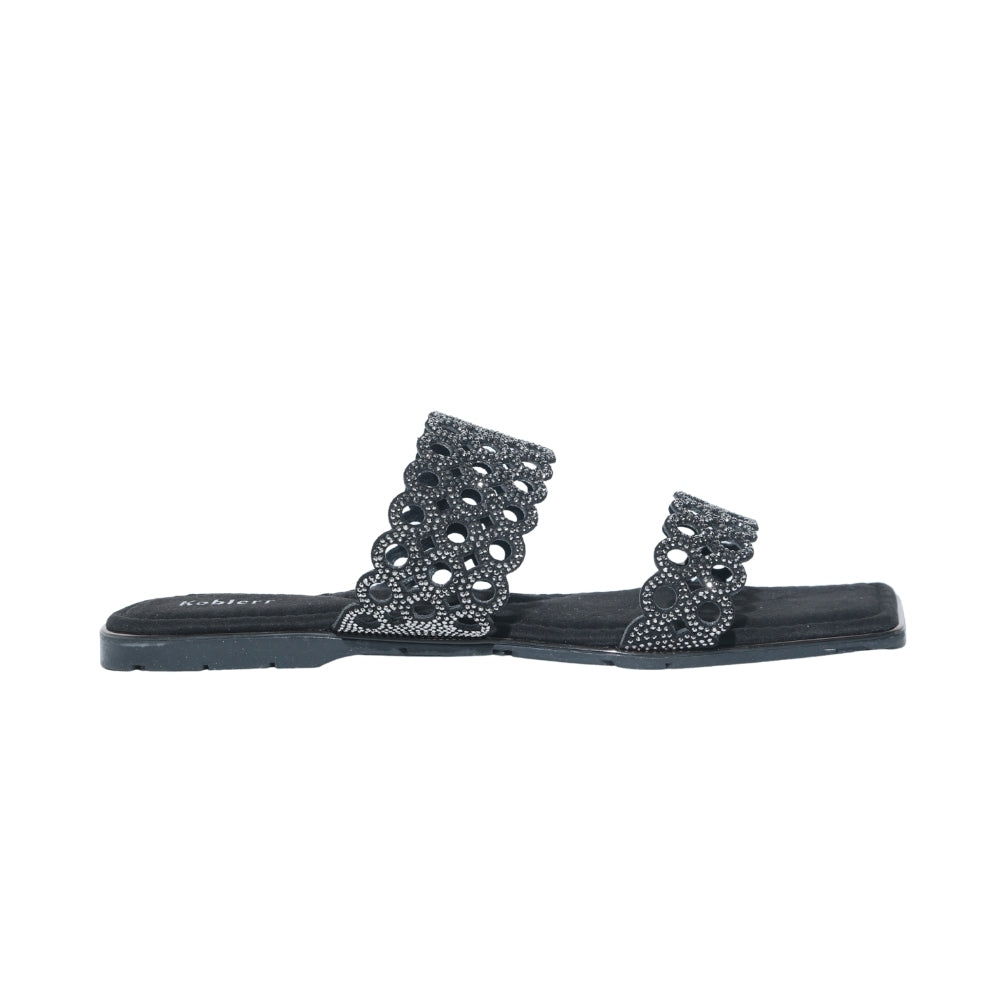 Black Slip-On Flat Sandals