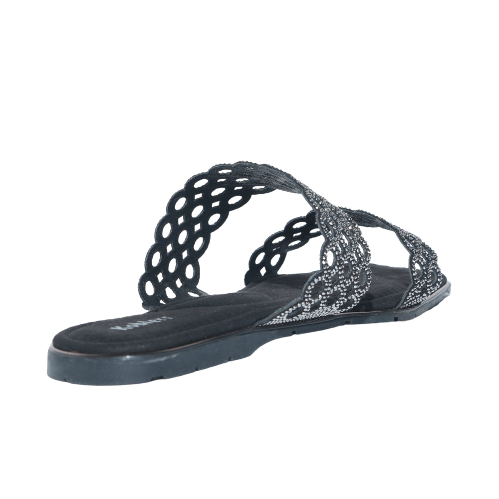 Black Slip-On Flat Sandals