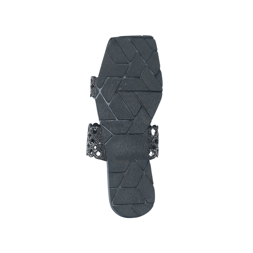 Black Slip-On Flat Sandals