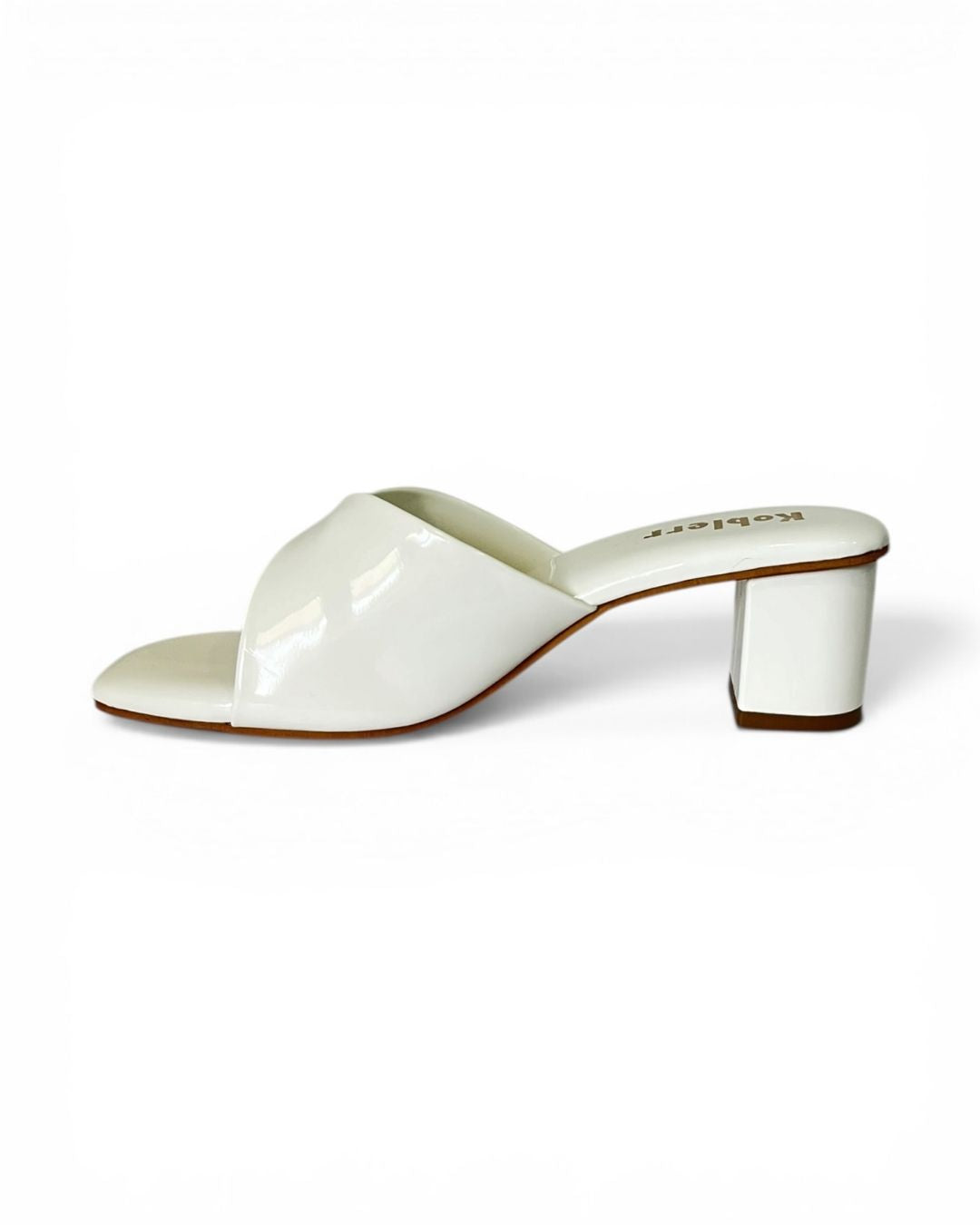 White Slip-On Block Heels