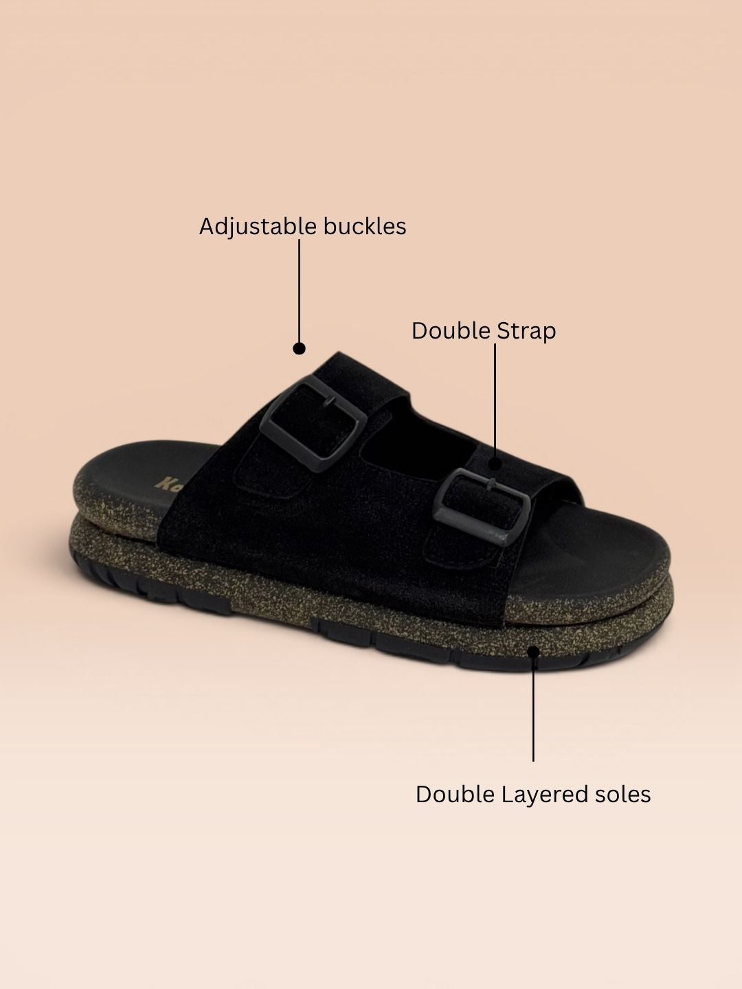Black Slip-On Comfort Sandals