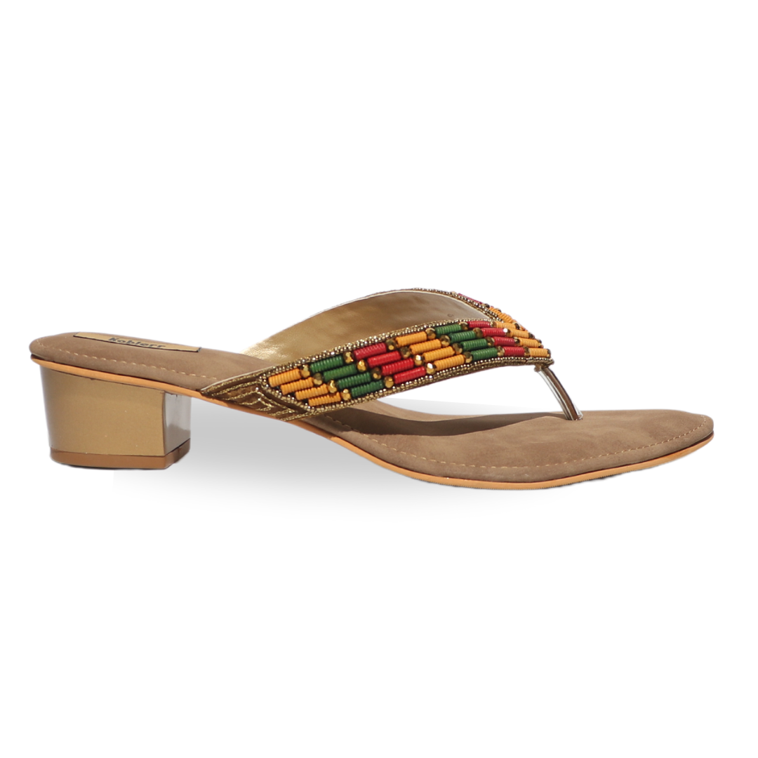 Multi & gold T-Strap Sandals